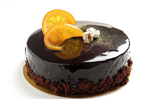 Flavoured chocolate cake with rich icing
